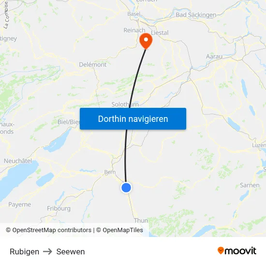 Rubigen to Seewen map
