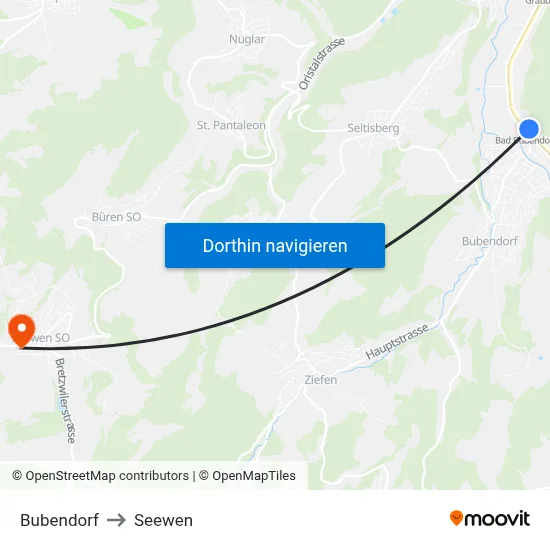 Bubendorf to Seewen map