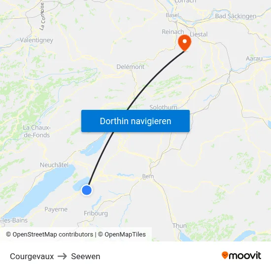 Courgevaux to Seewen map