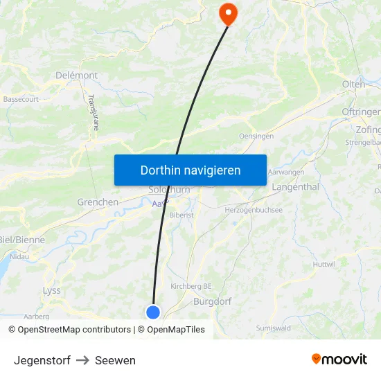 Jegenstorf to Seewen map