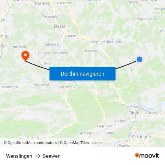 Wenslingen to Seewen map