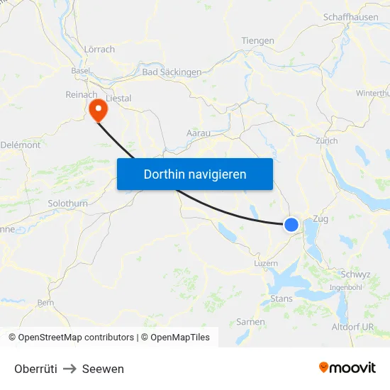 Oberrüti to Seewen map