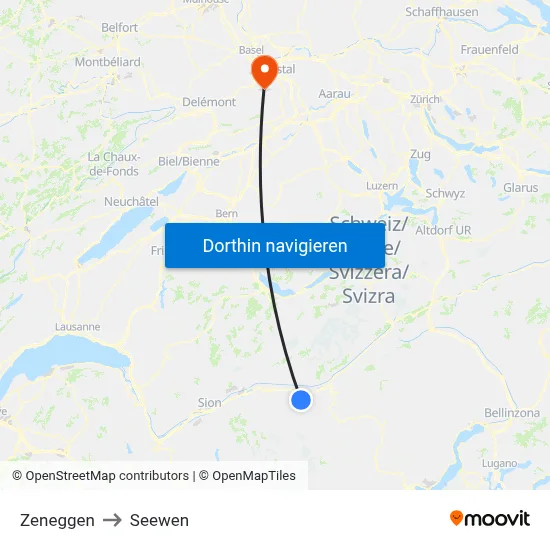Zeneggen to Seewen map