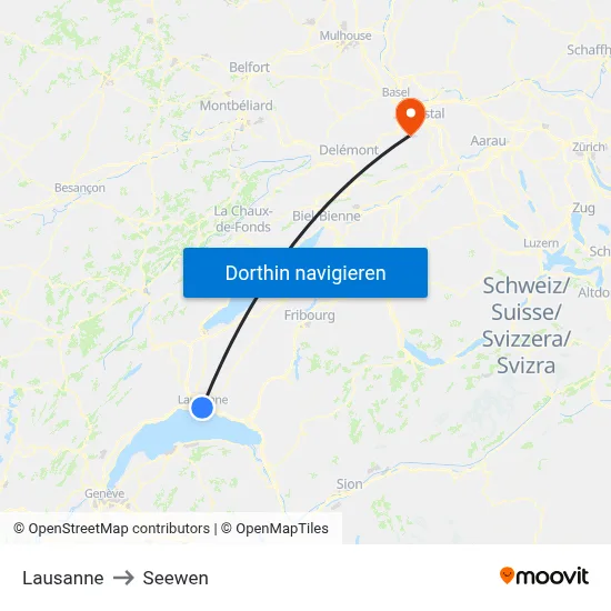 Lausanne to Seewen map
