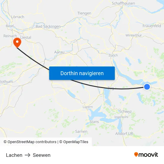Lachen to Seewen map