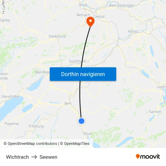 Wichtrach to Seewen map