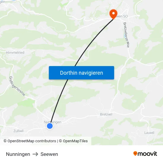 Nunningen to Seewen map