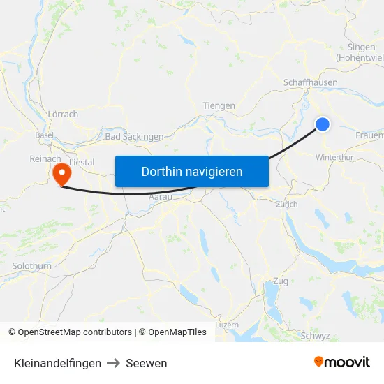 Kleinandelfingen to Seewen map