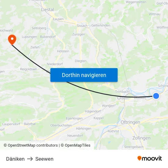 Däniken to Seewen map