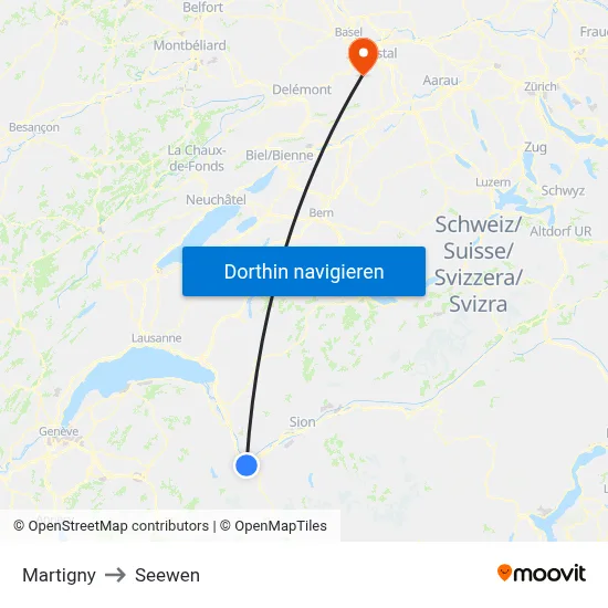 Martigny to Seewen map