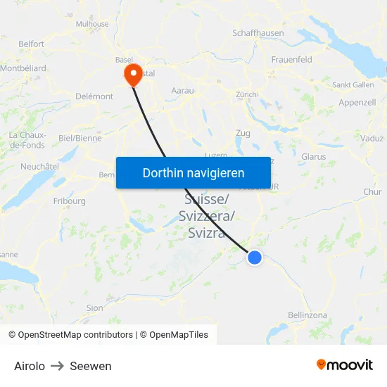 Airolo to Seewen map