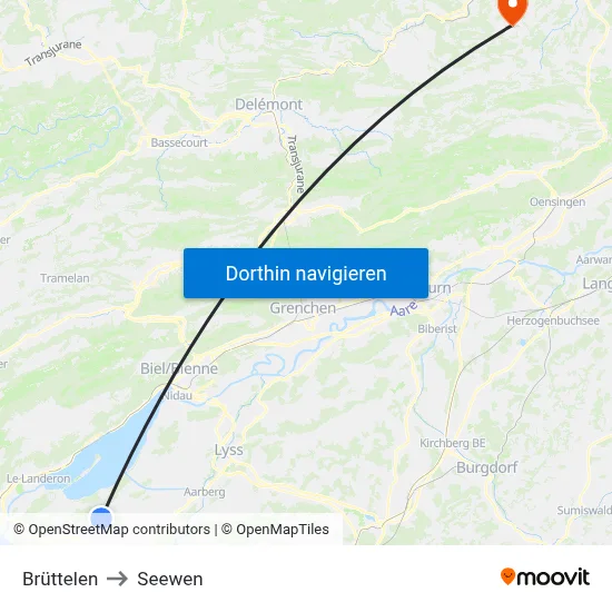 Brüttelen to Seewen map