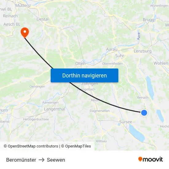 Beromünster to Seewen map