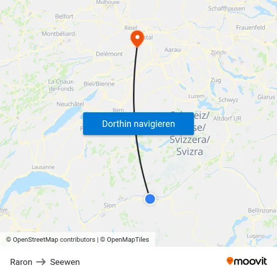 Raron to Seewen map