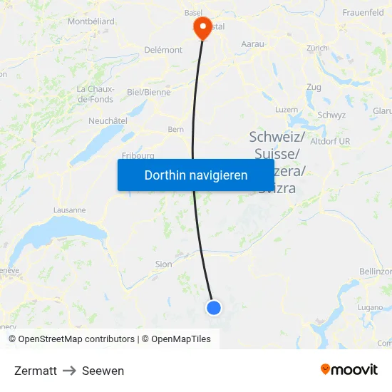 Zermatt to Seewen map