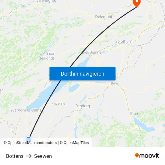 Bottens to Seewen map