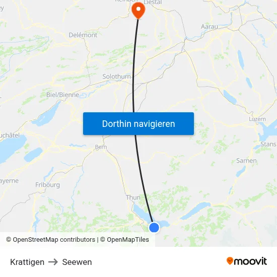 Krattigen to Seewen map