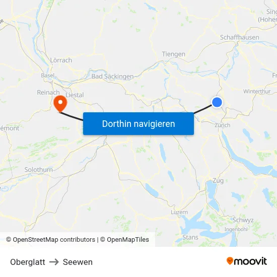 Oberglatt to Seewen map