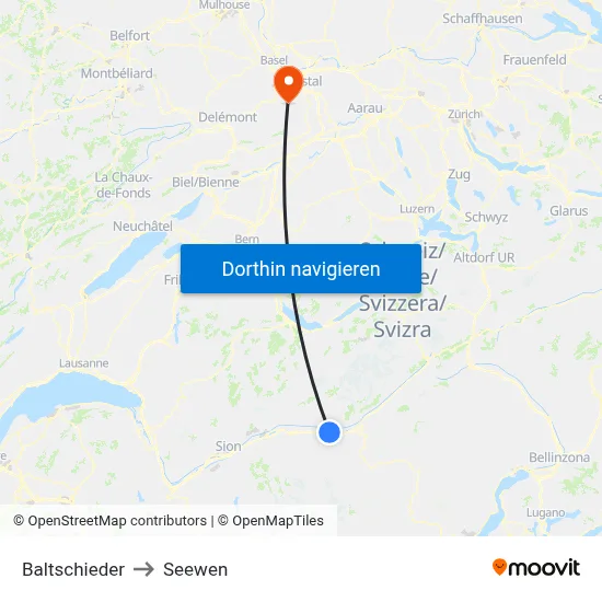 Baltschieder to Seewen map