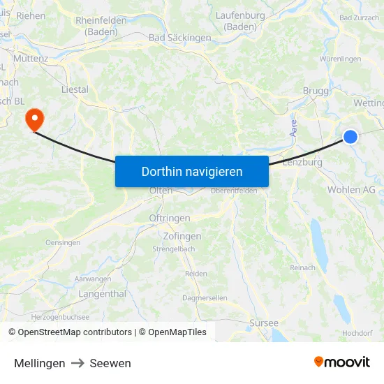 Mellingen to Seewen map
