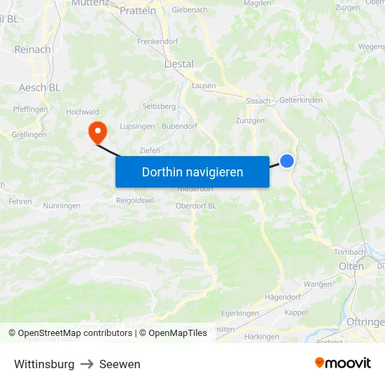 Wittinsburg to Seewen map