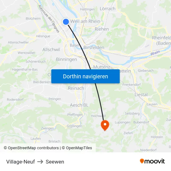 Village-Neuf to Seewen map