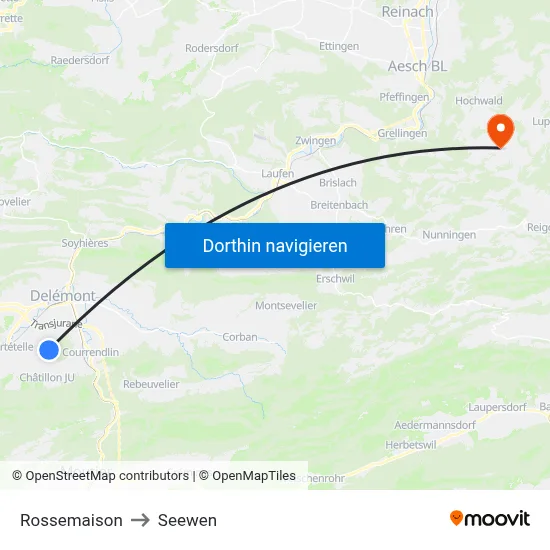 Rossemaison to Seewen map