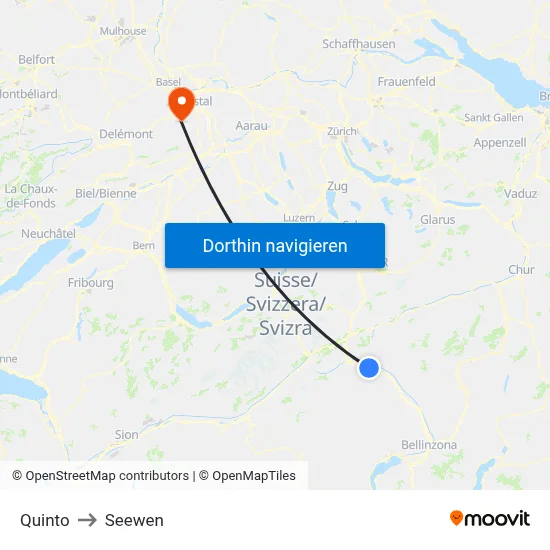 Quinto to Seewen map