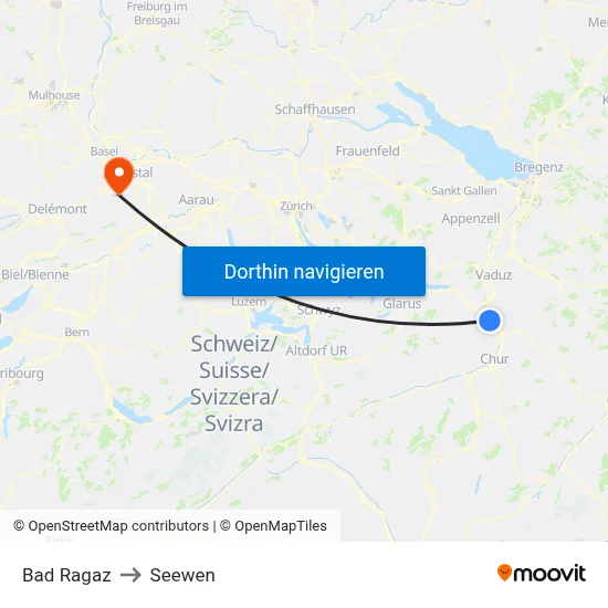 Bad Ragaz to Seewen map
