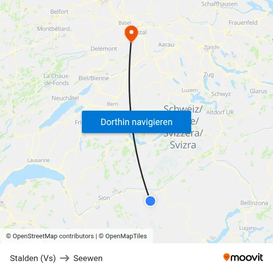 Stalden (Vs) to Seewen map