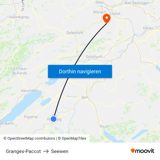 Granges-Paccot to Seewen map