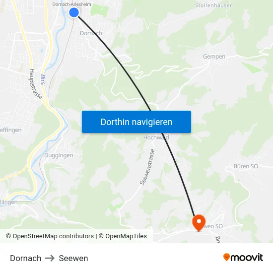 Dornach to Seewen map