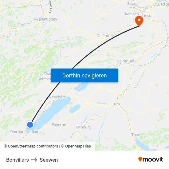 Bonvillars to Seewen map