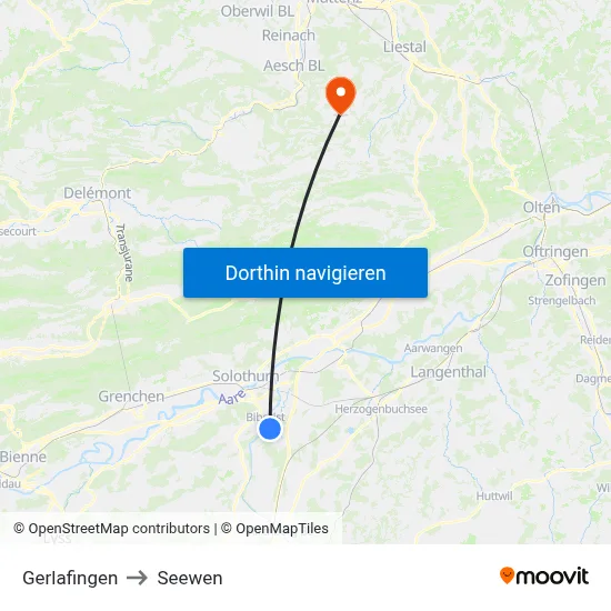 Gerlafingen to Seewen map