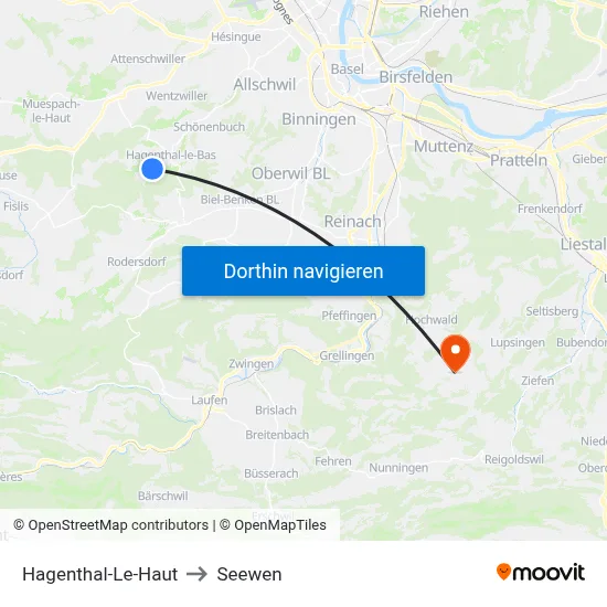 Hagenthal-Le-Haut to Seewen map