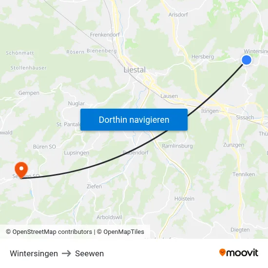 Wintersingen to Seewen map