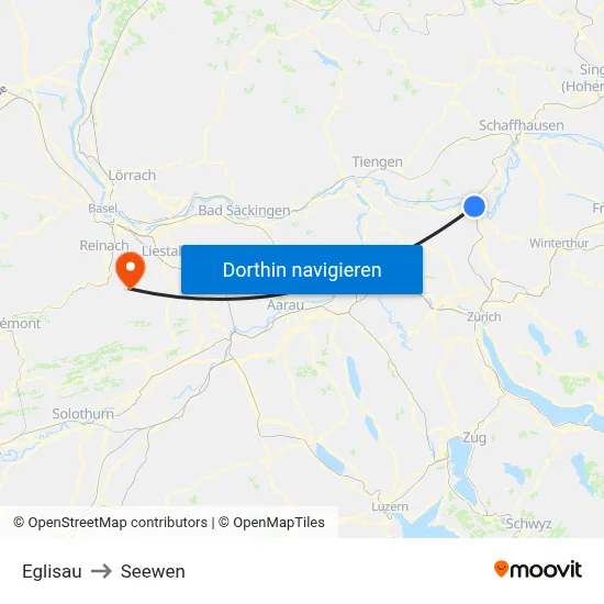 Eglisau to Seewen map