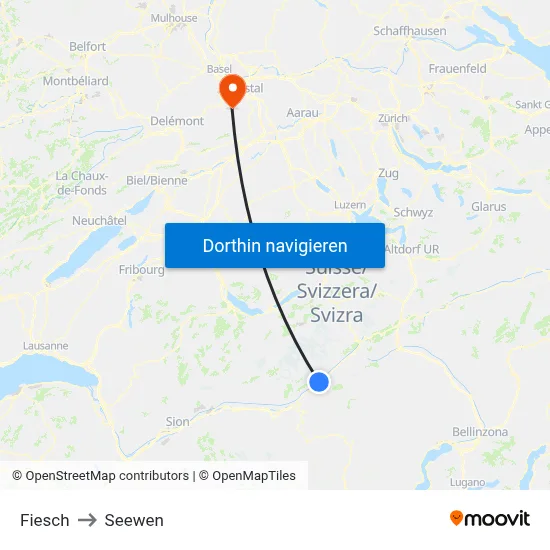 Fiesch to Seewen map