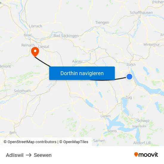 Adliswil to Seewen map
