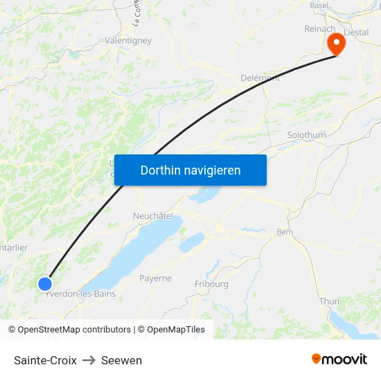 Sainte-Croix to Seewen map