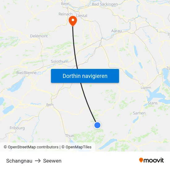 Schangnau to Seewen map