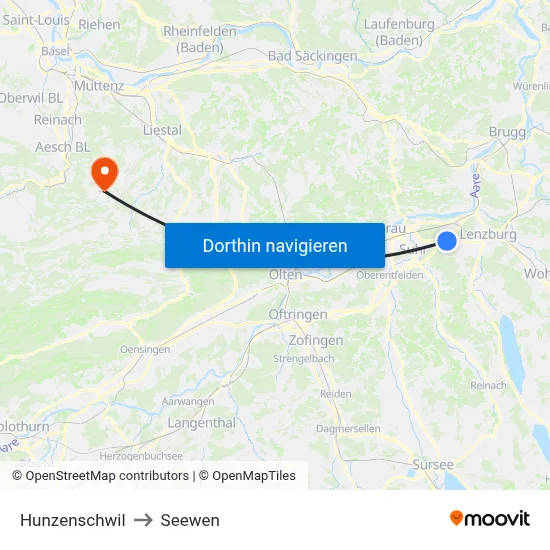 Hunzenschwil to Seewen map