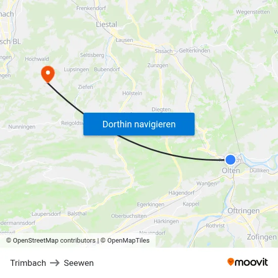 Trimbach to Seewen map