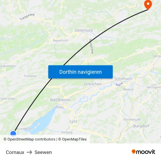 Cornaux to Seewen map