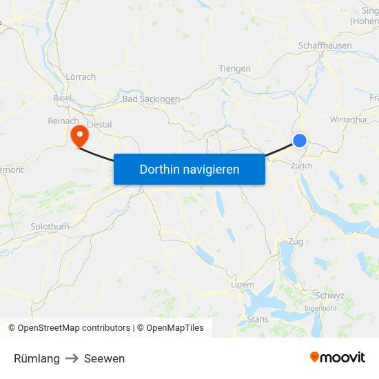 Rümlang to Seewen map