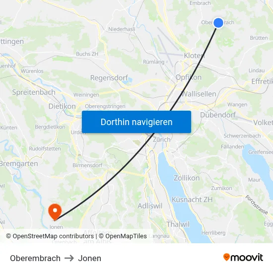Oberembrach to Jonen map