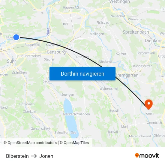 Biberstein to Jonen map