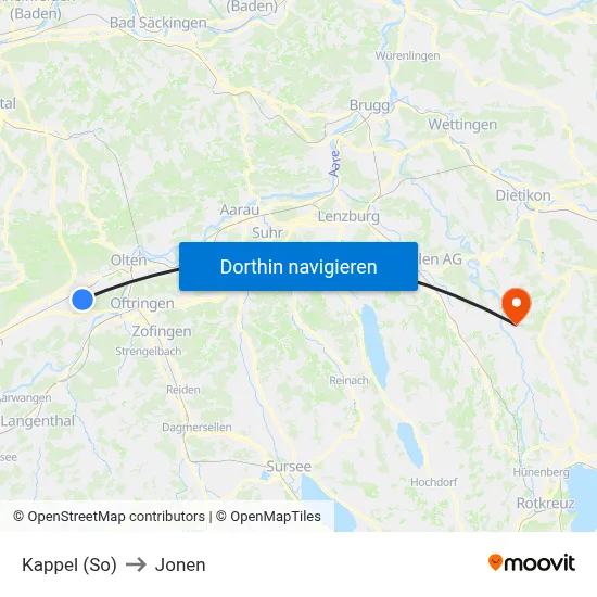 Kappel (So) to Jonen map