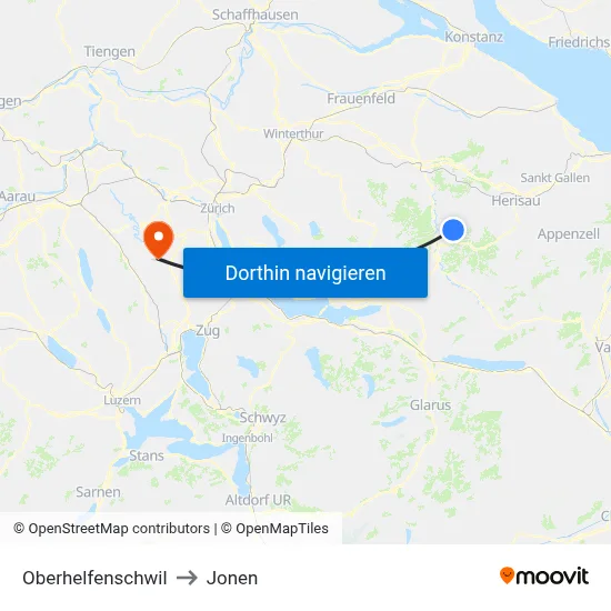 Oberhelfenschwil to Jonen map