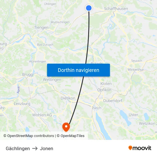 Gächlingen to Jonen map
